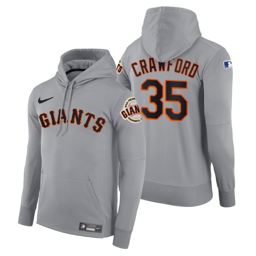 Men San Francisco Giants #35 Crawford gray road hoodie 2021 MLB Nike Jerseys